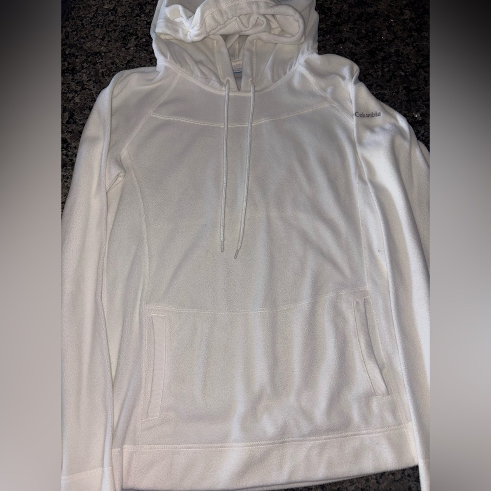 Columbia White Fleece Sweatshirt Womens Medium